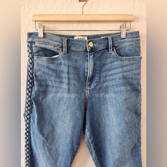 Frame Denim Le High Skinny Braided Leg Jeans sandbar size 32 - Picture 8 of 14